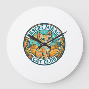 Desert Mirage Cat Cat Mom Gift Idea - Desert Mirag Large Clock