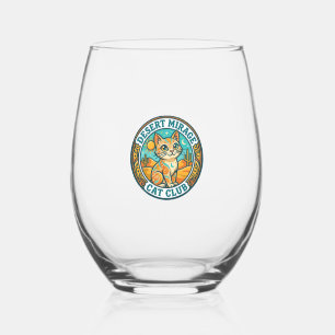 Desert Mirage Cat Cat Mom Gift Idea - Desert Mirag Stemless Wine Glass