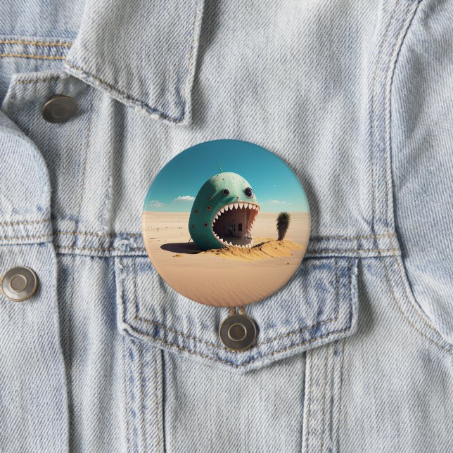 Desert monster house 3 inch round button (In Situ)
