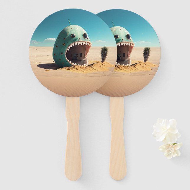 Desert monster house hand fan (Front and Back)