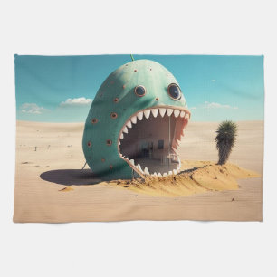 Desert monster house kitchen towel