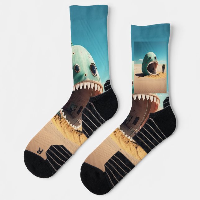 Desert monster house socks (Left)