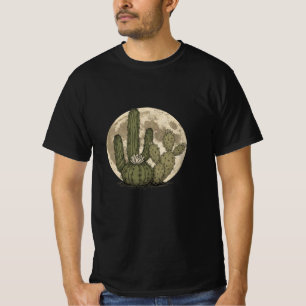 Desert Moon Glow - Vintage Cactus Botanical Illust T-Shirt