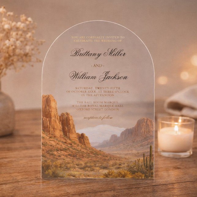 Desert Mountain Landscape Southwestern Wedding Acrylic Invitations (Creator Uploaded)