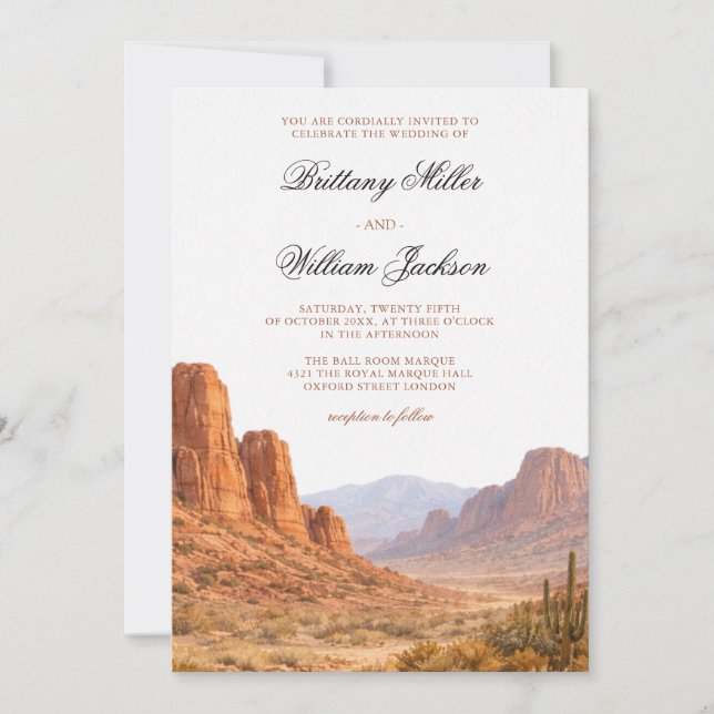 Desert Mountain Landscape Southwestern Wedding Invitation (Front)