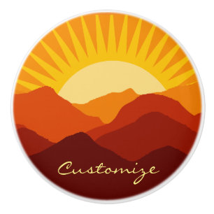 Desert Mountains Sunset Thunder_Cove Ceramic Knob