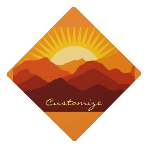 Desert Mountains Sunset Thunder_Cove Graduation Cap Topper