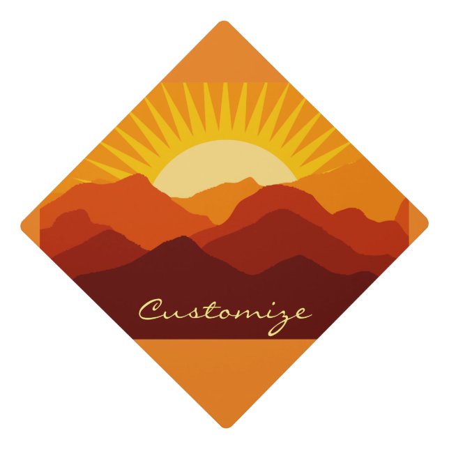 Desert Mountains Sunset Thunder_Cove Graduation Cap Topper (Front)