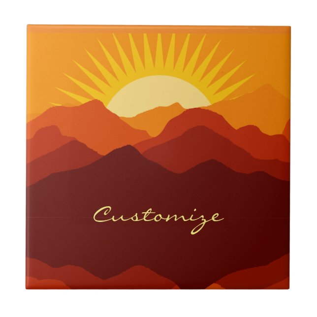 Desert Mountains Sunset Thunder_Cove Tile (Front)