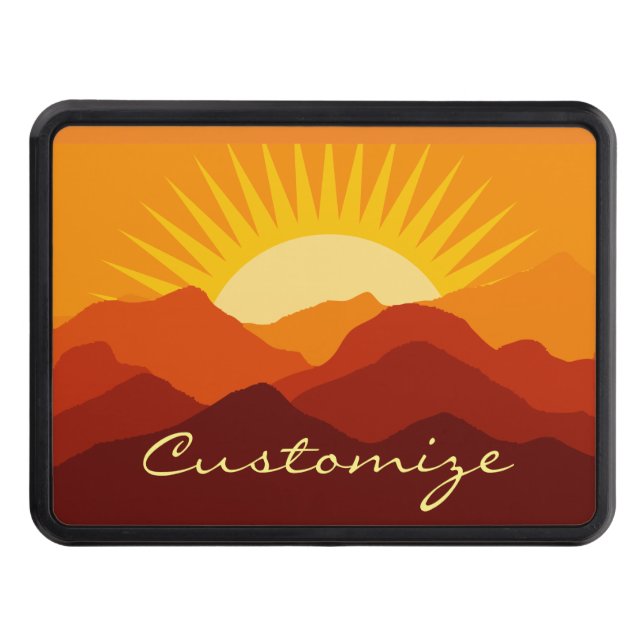 Desert Mountains Sunset Thunder_Cove Trailer Hitch Cover (Front)
