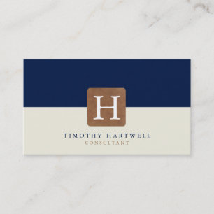 Desert Night Blue   Sand Colour Split Monogram Business Card