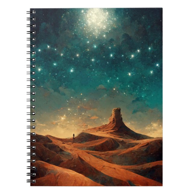 Desert Night Fantasy Landscape Sci-Fi Notebook (Front)