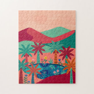 Desert Oasis Puzzle – Crimson & Jade