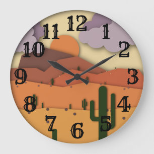Desert Old West Cactus Acrylic Wall Clock