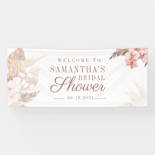 Desert Pampas Grass Boho Bridal Shower Banner (Horizontal)