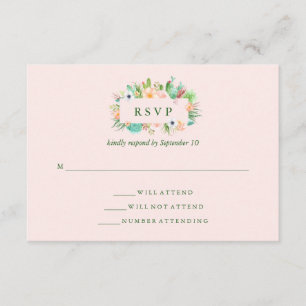 Desert Pink Succulent Wedding RSVP