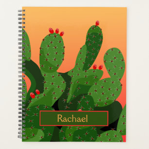Desert Prickly Pear Cactus Sunset Personalized Planner