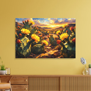 Desert Radiance: The Vivid Prickly Pear Canvas Print