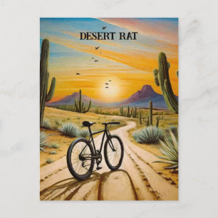 Desert Rat Cycling Mountain Bike Sunset Custom Postcard