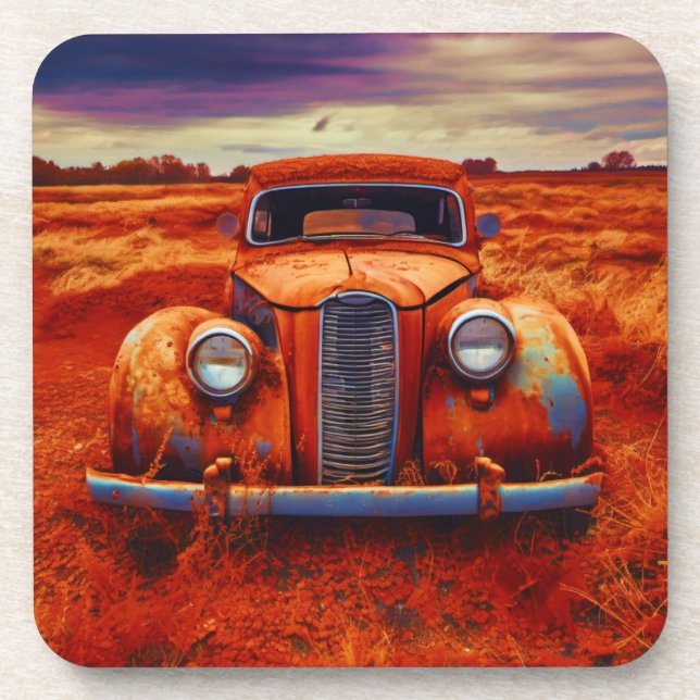 Desert Relic: Vintage Car Forgotten Coaster (Front)