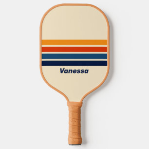 Desert Retro Rainbow Across Striping with Name Pickleball Paddle