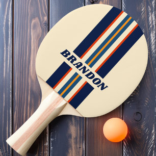Desert Retro Rainbow Rally Stripe with Name Ping Pong Paddle