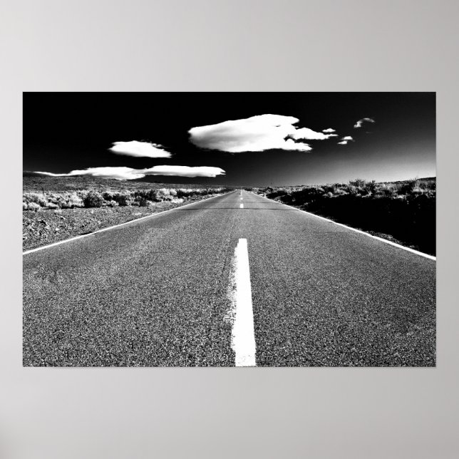 Desert Road in Black and White Poster (Front)