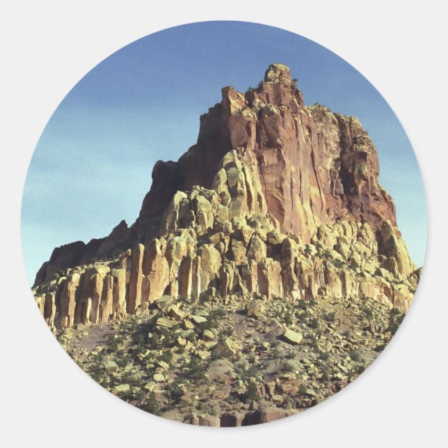 Desert Rock Mountain Peak Landscape Photo Classic Round Sticker (Front)