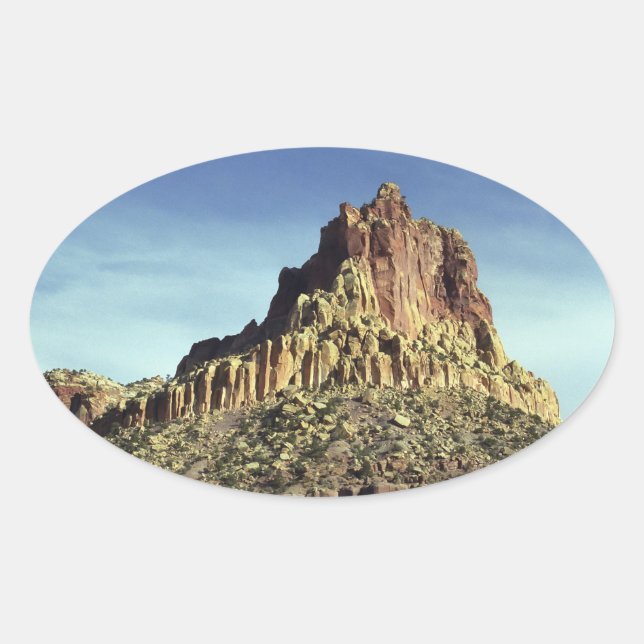 Desert Rock Mountain Peak Landscape Photo Oval Sticker (Front)
