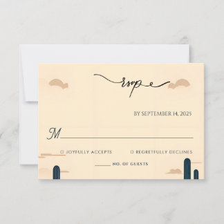 Desert Rodeo Retro Horse Rustic Western Wedding RSVP Card