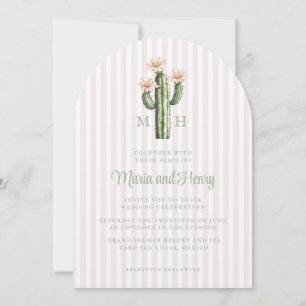 Desert Rose Cactus Monogram Wedding Invitation