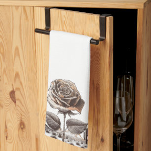 Desert Rose, Vintage Botanical Flower Kitchen Towel