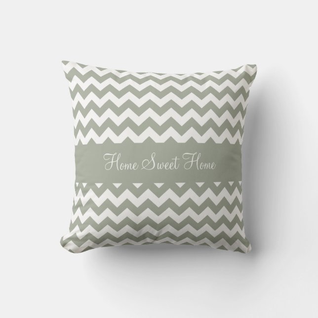 Desert Sage Greenish Grey Chevron Throw Pillow (Front)