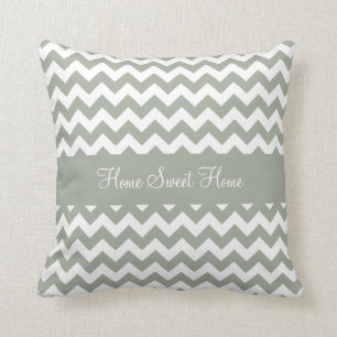 Desert Sage Greenish Grey Chevron Throw Pillow