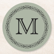 Desert Sage Grey Green Trendy Solid Colour Monogra