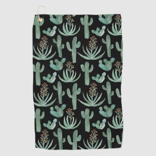 Desert Saguaro Cacti Succulents Watercolor Golf Towel