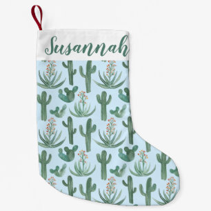 Desert Saguaro Cactus Succulents Pattern CUSTOM Small Christmas Stocking