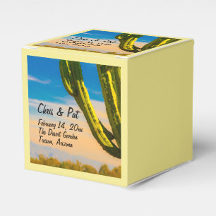 Desert Saguaro Cactus Wedding Date Location Favor Box