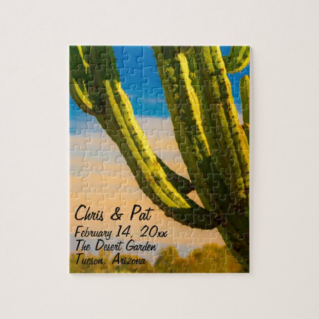 Desert Saguaro Cactus Wedding Event Favour Jigsaw Puzzle (Vertical)