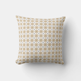 Desert Sand and White Chequered Argyle Pattern Throw Pillow