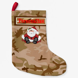 Desert Sand Camo Christmas Stocking w/Santa Claus