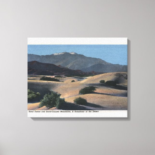 Desert Sand Dunes and Snow-Capped Mountains Canvas Print (Front)