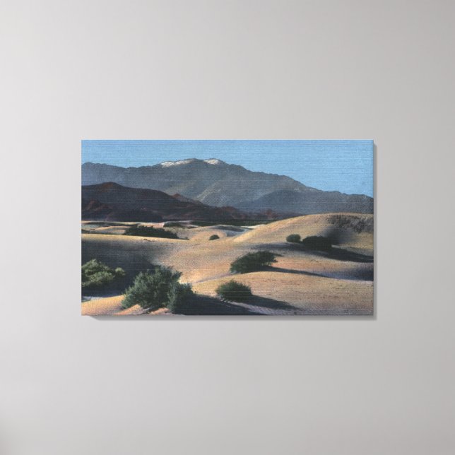 Desert Sand Dunes and Snow-Capped Mountains Canvas Print (Front)