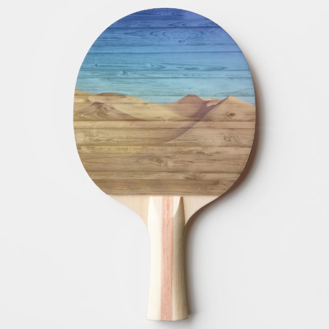 Desert Sand Dunes Beautiful Blue Sky On Wood Grain Ping Pong Paddle (Front)