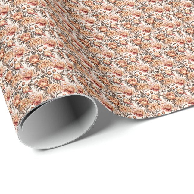 Desert Sand Floral Wrapping Paper (Roll Corner)