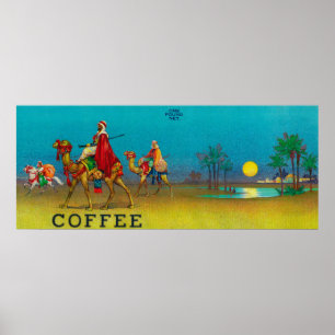Desert Scene Coffee Label Poster