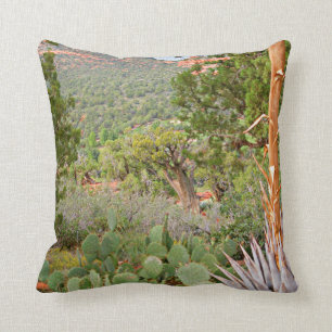 Desert scene, Sedona, nature, cactus, Throw Pillow