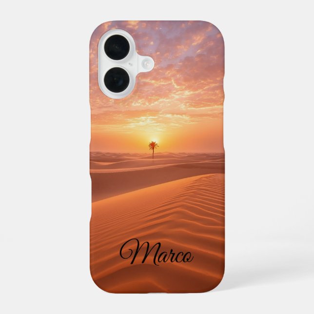 Desert Serenity – Golden Dunes at Sunset Fine Art  iPhone 16 Case (Back)