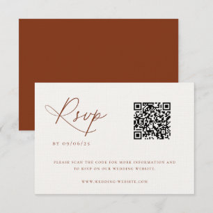 Desert Sienna Minimalist Wedding QR Code RSVP Card