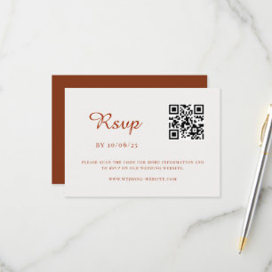Desert Sienna Minimaliste Mariage QR Code carte RS